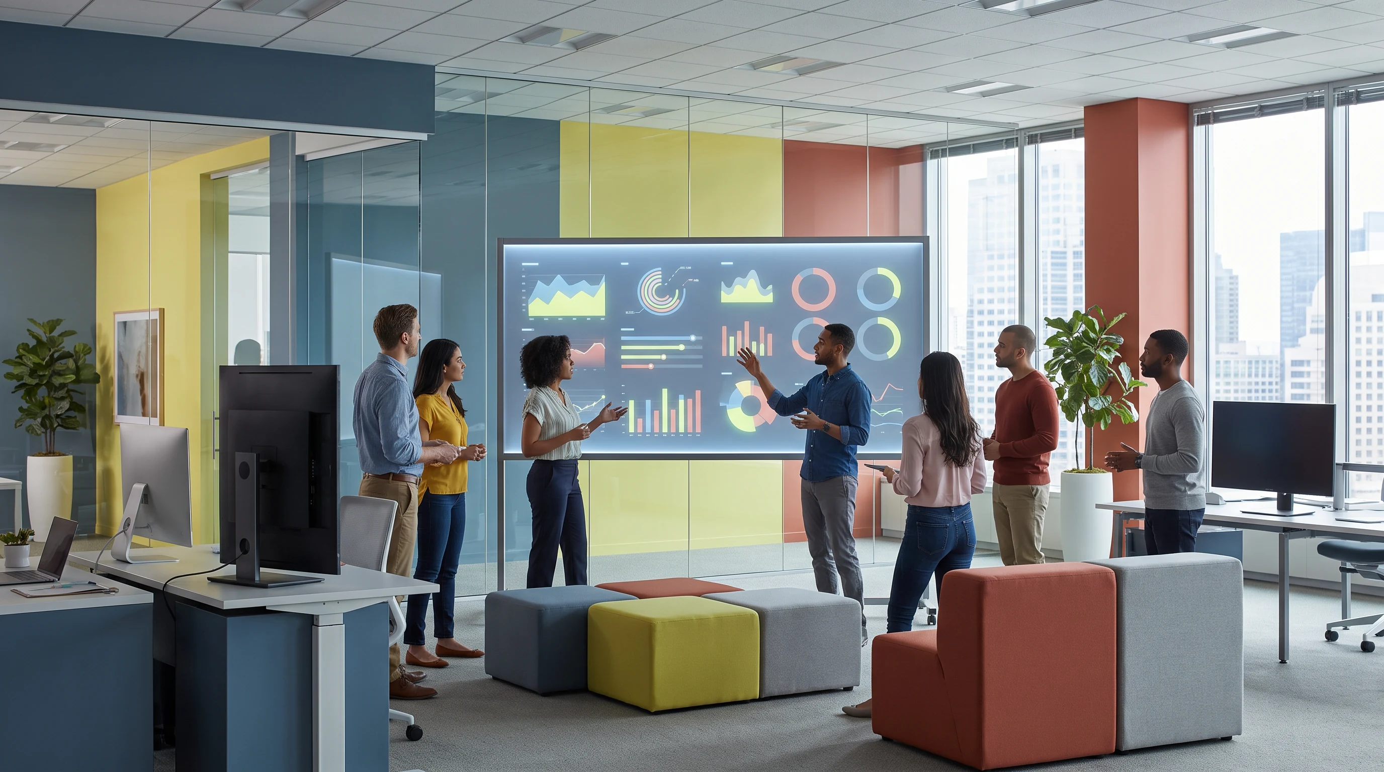 Analyst looking at a data display